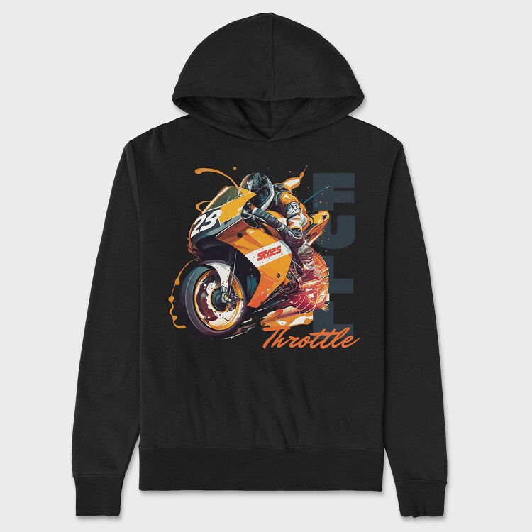 Hanorac Barbati (Unisex), Racing Motorcycle With Rider Full Throttle