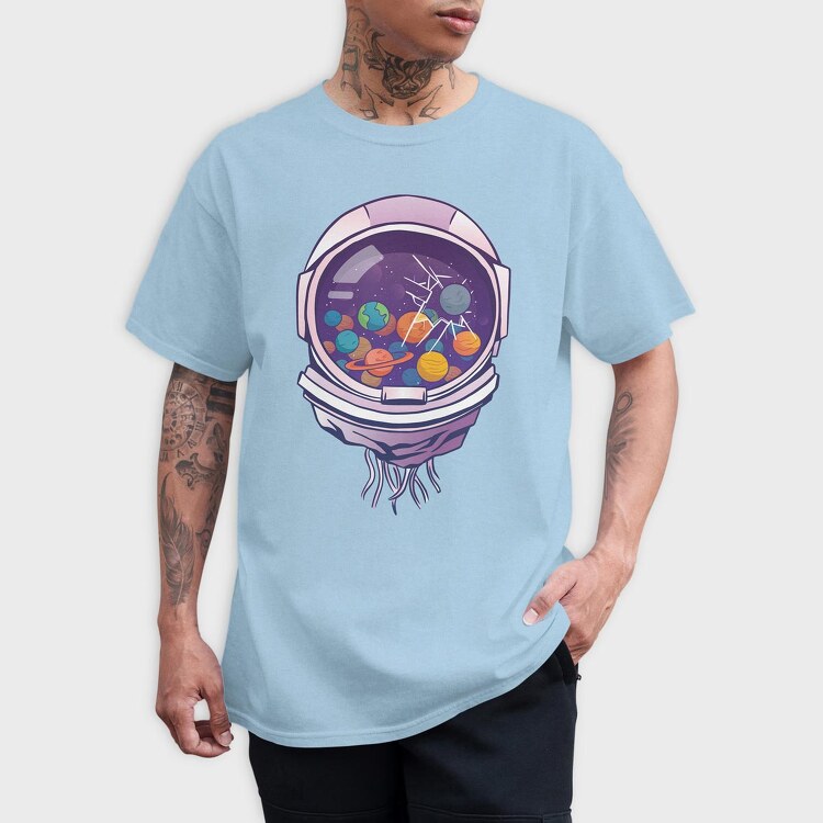 Astronaut Helmet And Planets, Tricou Barbati (Unisex)