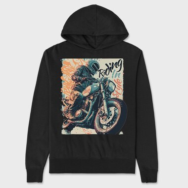 Riding in Style Motorcycle With Rider Artistic, Hanorac Oversize Barbati (Unisex)