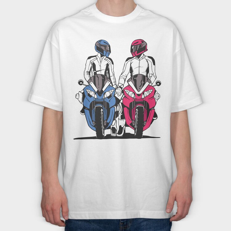 Motorcycle Duo, Tricou Oversize Barbati (Unisex)