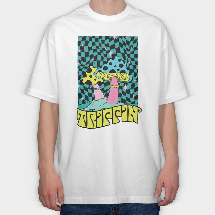 Trippin Mushroom Vibes, Tricou Oversize Barbati (Unisex)