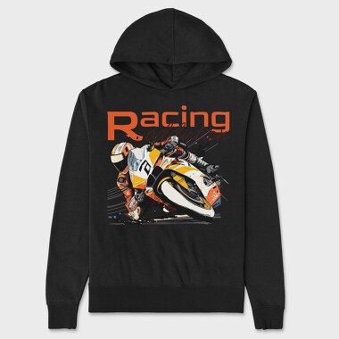 Tilted Competition Motorcycle With Rider Racing Addiction, Hanorac Oversize Barbati (Unisex)