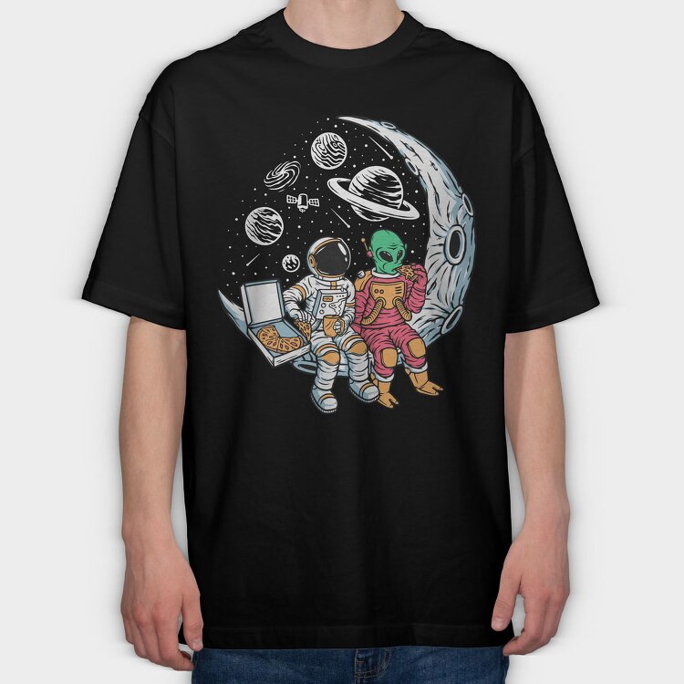 Space Pizza Astronauts, Tricou Oversize Barbati (Unisex)