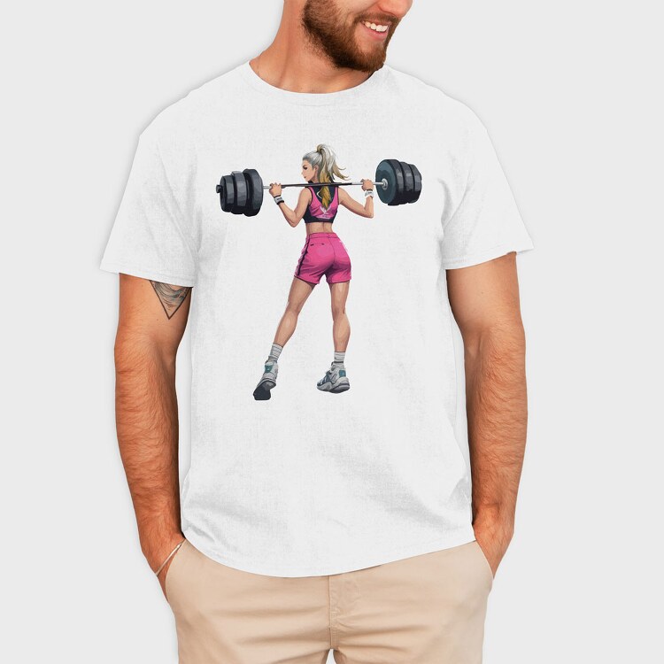 Girl Lifting Weights, Tricou Barbati (Unisex)