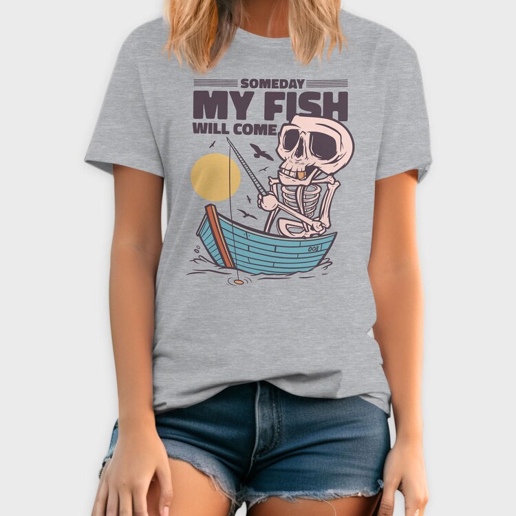Skeleton Fishing, Tricou Barbati (Unisex)