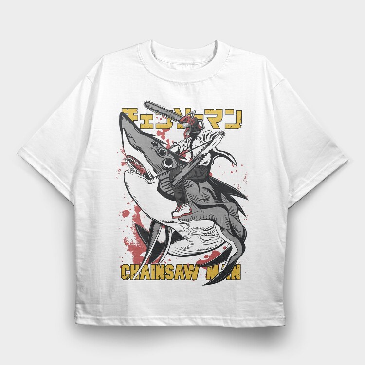 Chainsaw Shark Warrior, Tricou Oversize Barbati (Unisex)