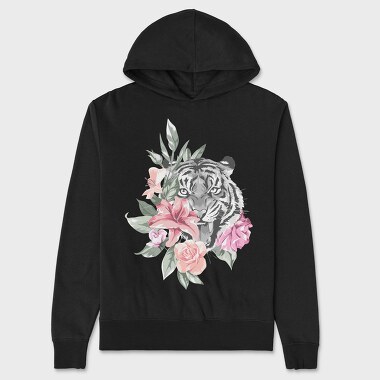 Tiger Bloom Night, Hanorac Oversize Barbati (Unisex)