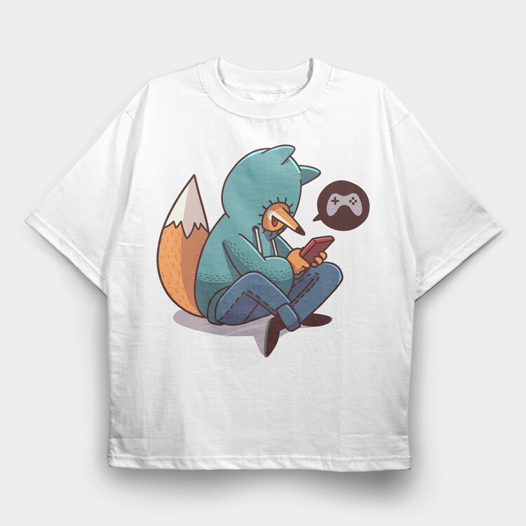 Fox Gamer Vibes, Tricou Oversize Barbati (Unisex)