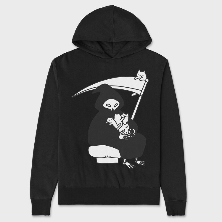 Grim Reaper Cat Rebellion, Hanorac Oversize Barbati (Unisex)