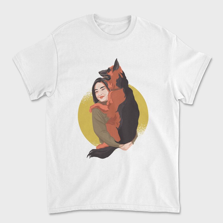 Woman With Dog, Tricou Barbati (Unisex)