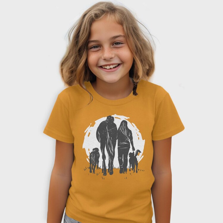 Girl Horse Dog, Tricou Copii