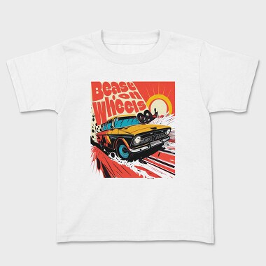 Beast on Wheels Hot Road Cars Comic, Tricou Copii