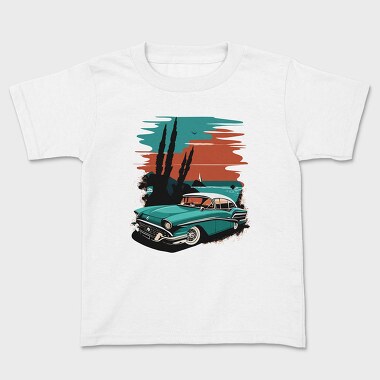 Tricou Copii, Classic 80S Car Beach Sunset Trees