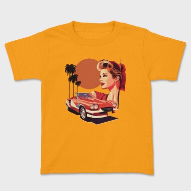 Tricou Copii, Classic Car Convertible Girl Trees