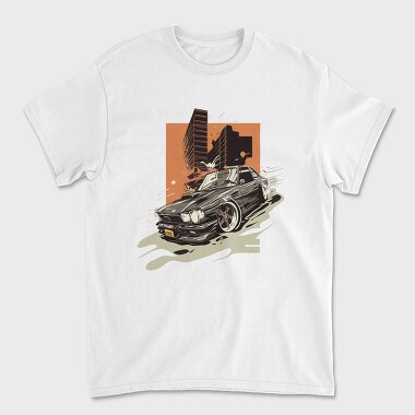 Classic Custom Car Luxury Hood Rims Cityscape, Tricou Barbati (Unisex)