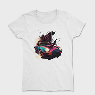 Classic Racing Car Explosion Colors Smoke, Tricou Femei