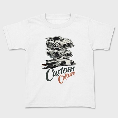 Custom Culture Japanese Customized Cars White, Tricou Copii