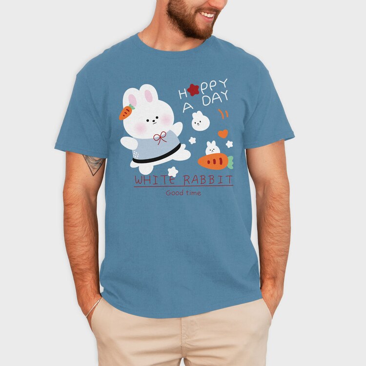 Happy Rabbit Carrot, Tricou Barbati (Unisex)