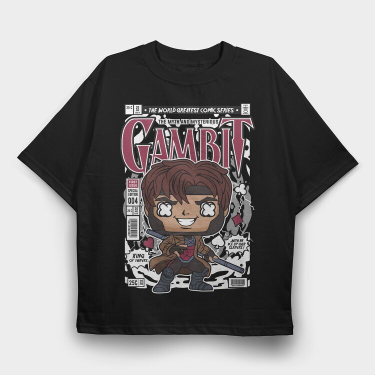 Gambit Comic Chibi, Tricou Oversize Barbati (Unisex)
