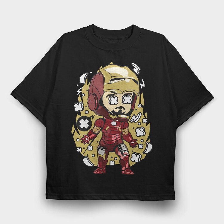 Iron Man Chibi, Tricou Oversize Barbati (Unisex)