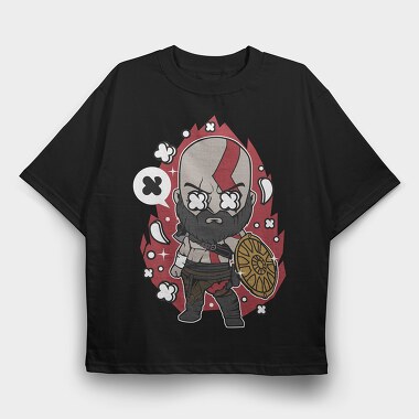 Kratos Warrior Chibi, Tricou Oversize Barbati (Unisex)