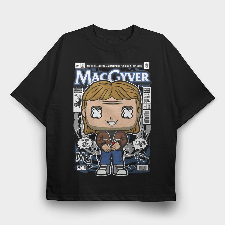 Macgyver Comic Pop, Tricou Oversize Barbati (Unisex)