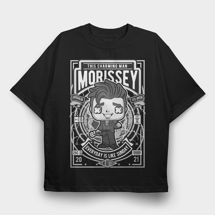 Morrissey Comic Chibi, Tricou Oversize Barbati (Unisex)