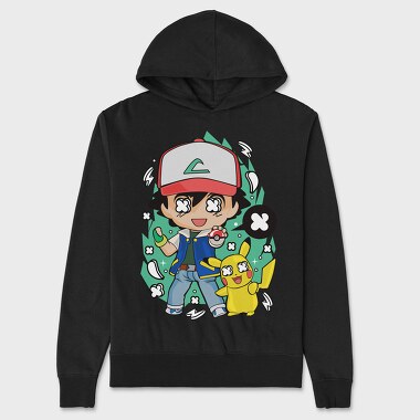 Pikachu Ash Streetwear, Hanorac Oversize Barbati (Unisex)