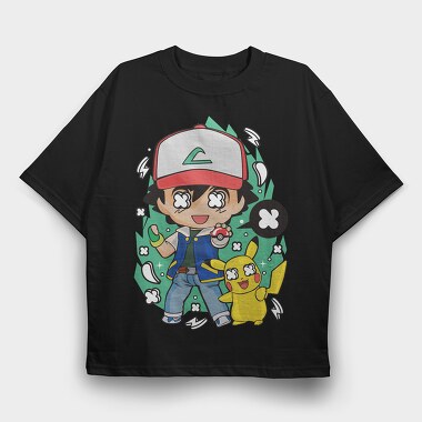 Pikachu Ash Streetwear, Tricou Oversize Barbati (Unisex)