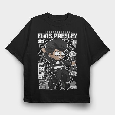 Rockstar Elvis Comic, Tricou Oversize Barbati (Unisex)
