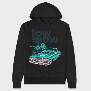 Lowrider Car Cartoon, Hanorac Oversize Barbati (Unisex)