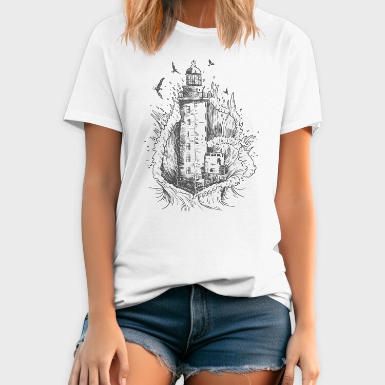 Lighthouse Wave, Tricou Barbati (Unisex)
