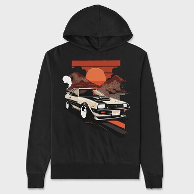 Classic Car Sunset Mountains, Hanorac Oversize Barbati (Unisex)