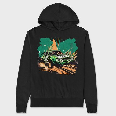 Hand Drawn Rally Car, Hanorac Oversize Barbati (Unisex)