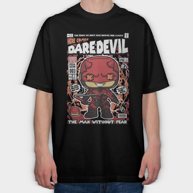 Daredevil Comic Chibi, Tricou Oversize Barbati (Unisex)