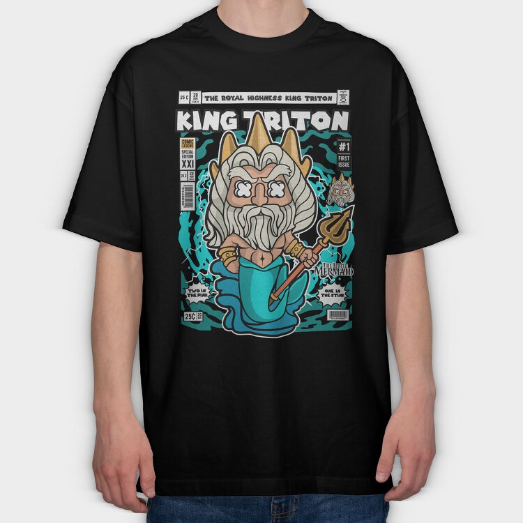 King Tritons Trident, Tricou Oversize Barbati (Unisex)