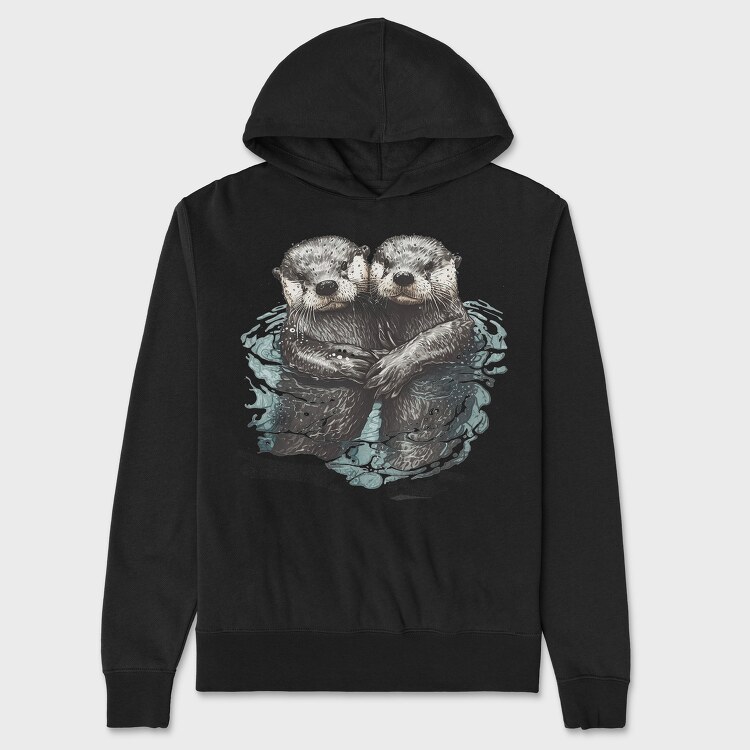Otters Swimming, Hanorac Oversize Barbati (Unisex)