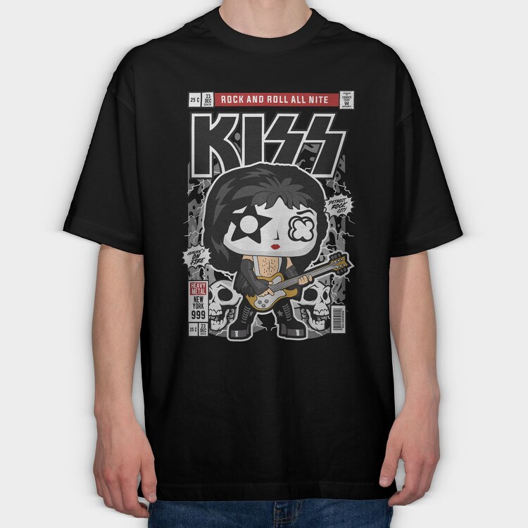 Kiss Rock Roll, Tricou Oversize Barbati (Unisex)