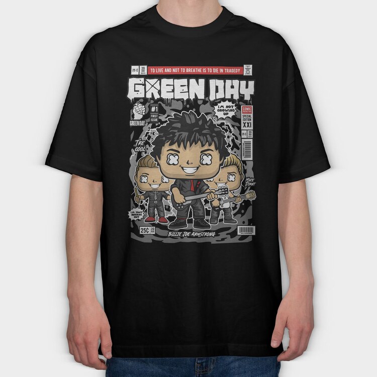 Green Day Comic Pop, Tricou Oversize Barbati (Unisex)
