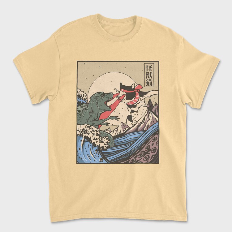 Kaiju Vs Cat, Tricou Barbati (Unisex)