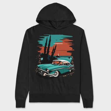 Hanorac Barbati (Unisex), Classic 80S Car Beach Sunset Trees