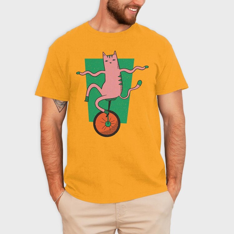 Cat Unicycle, Tricou Barbati (Unisex)