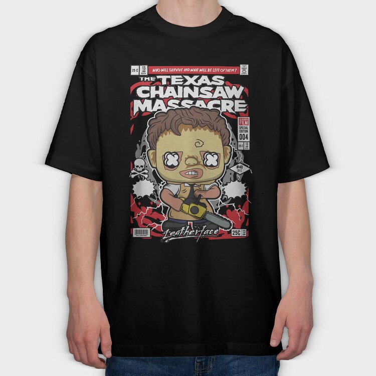Chainsaw Massacre Chibi, Tricou Oversize Barbati (Unisex)