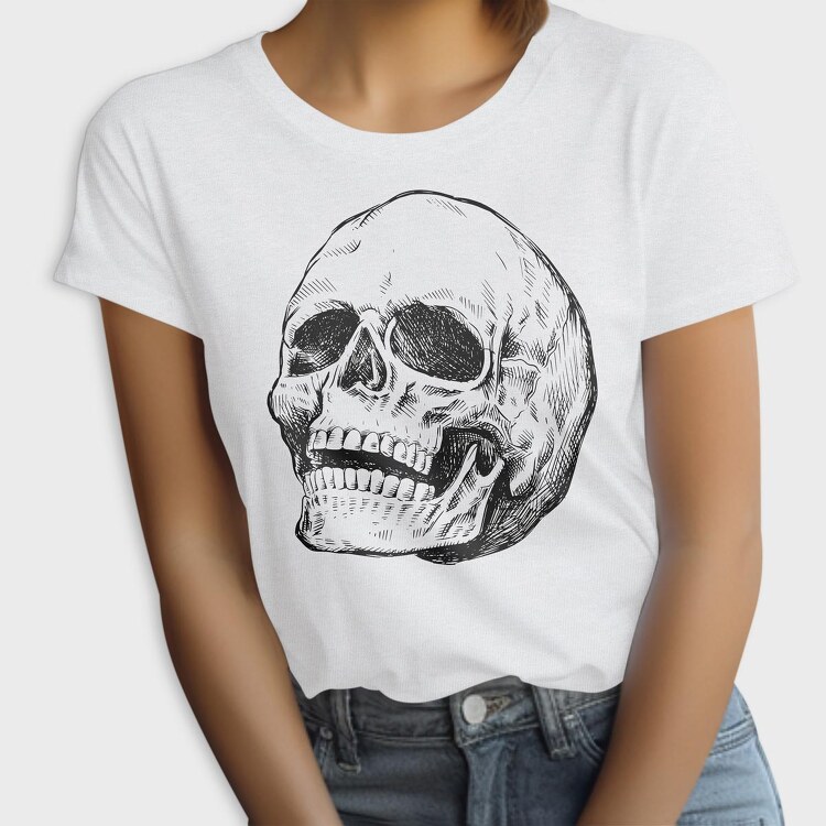 Leaning Skull Hand Drawn, Tricou Femei
