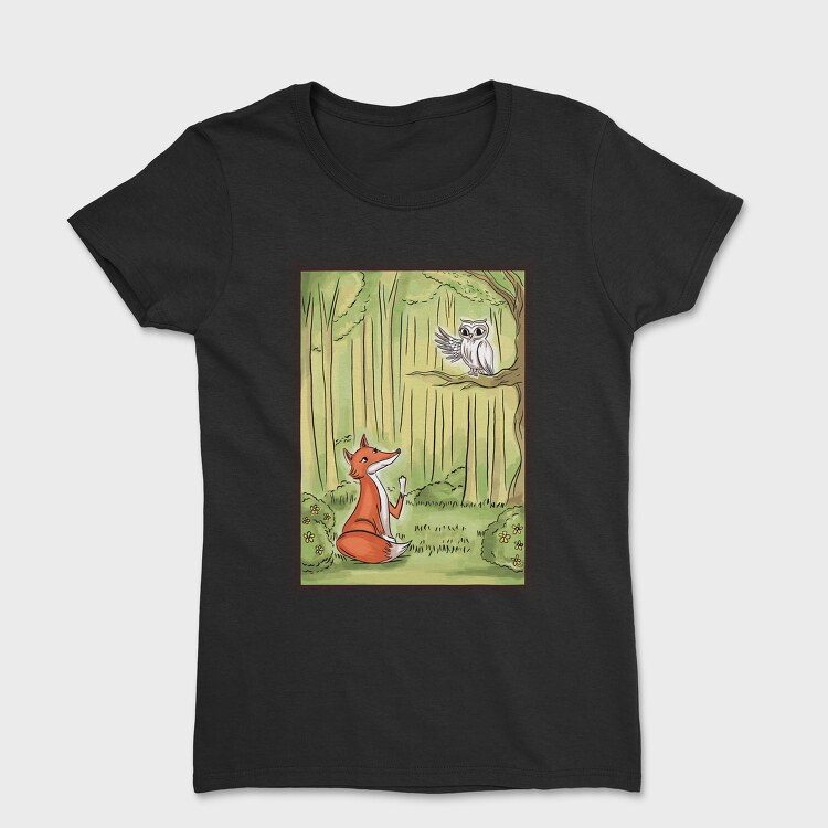 Cute Fox And Owl, Tricou Femei