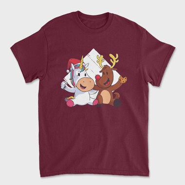 Tricou Barbati (Unisex), Unicorn Deer Christmas