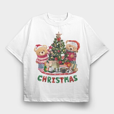 Christmas Teddy Bear 1, Tricou Oversize Barbati (Unisex)