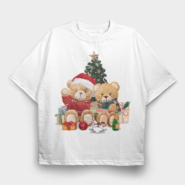 Christmas Teddy Bear, Tricou Oversize Barbati (Unisex)