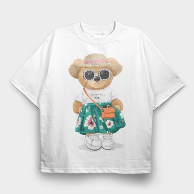 Colorful Day Bear, Tricou Oversize Barbati (Unisex)