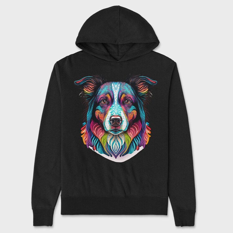 Colorful Dog Portrait, Hanorac Oversize Barbati (Unisex)